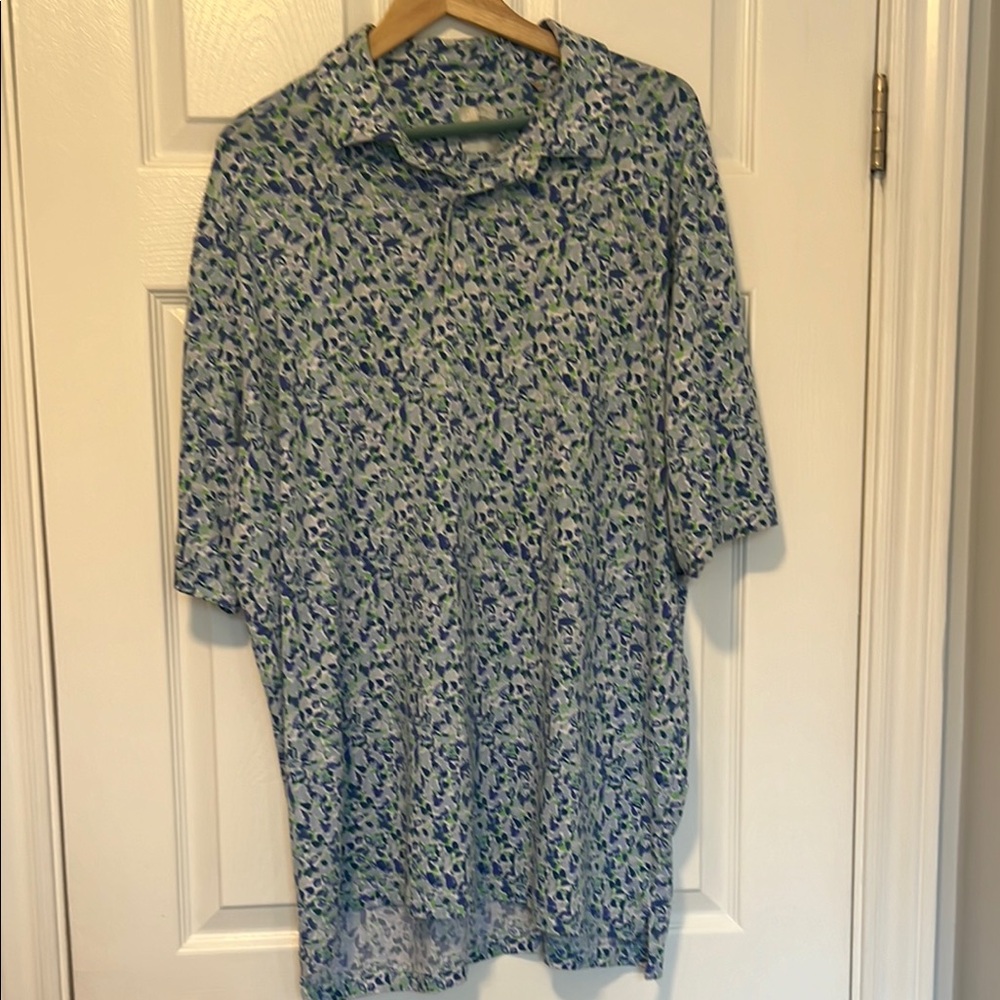 Callaway Opti-dri Blue and Green Casual Button Down Shirt